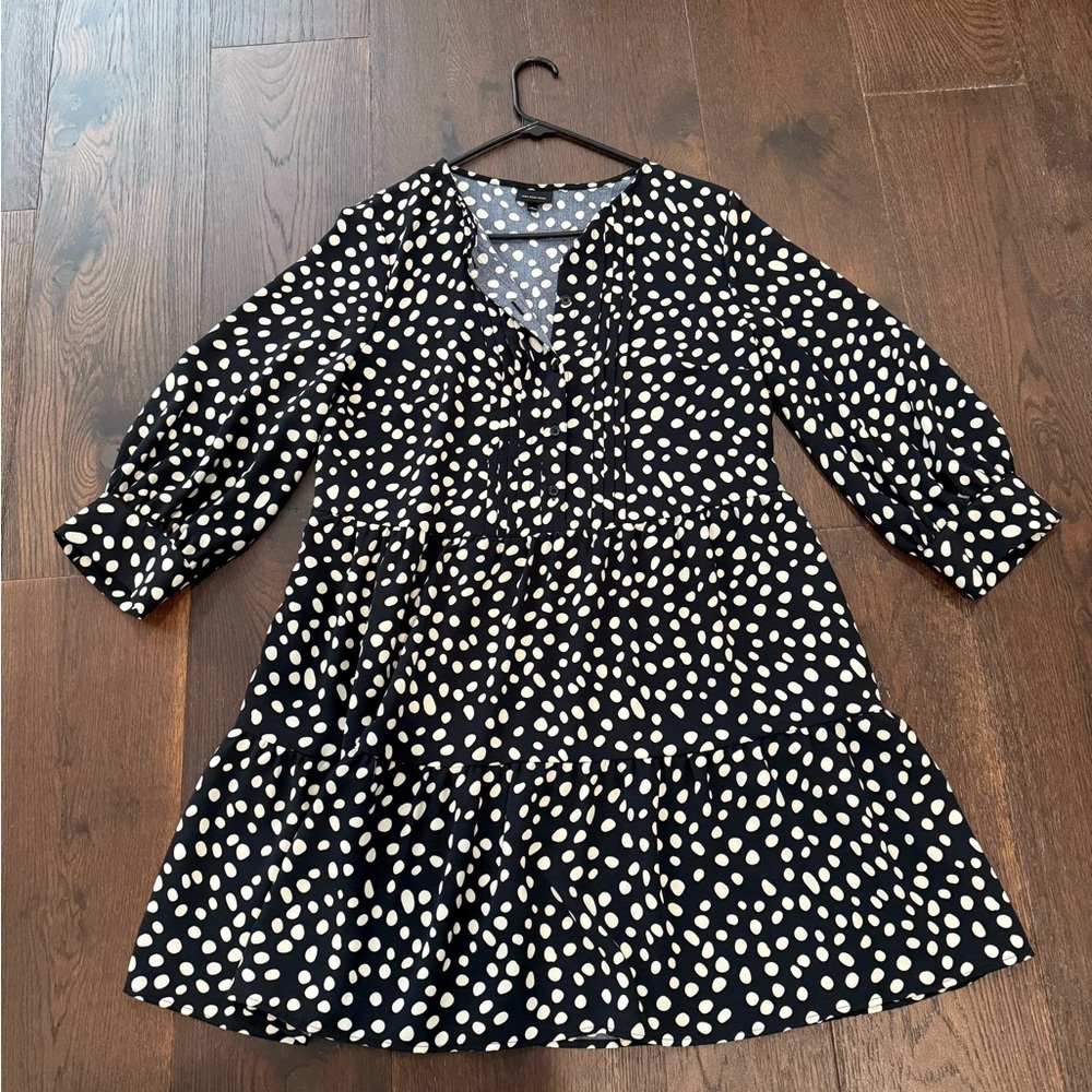 Who What Wear Black & White Polka Dot Flowy Dress Size Large